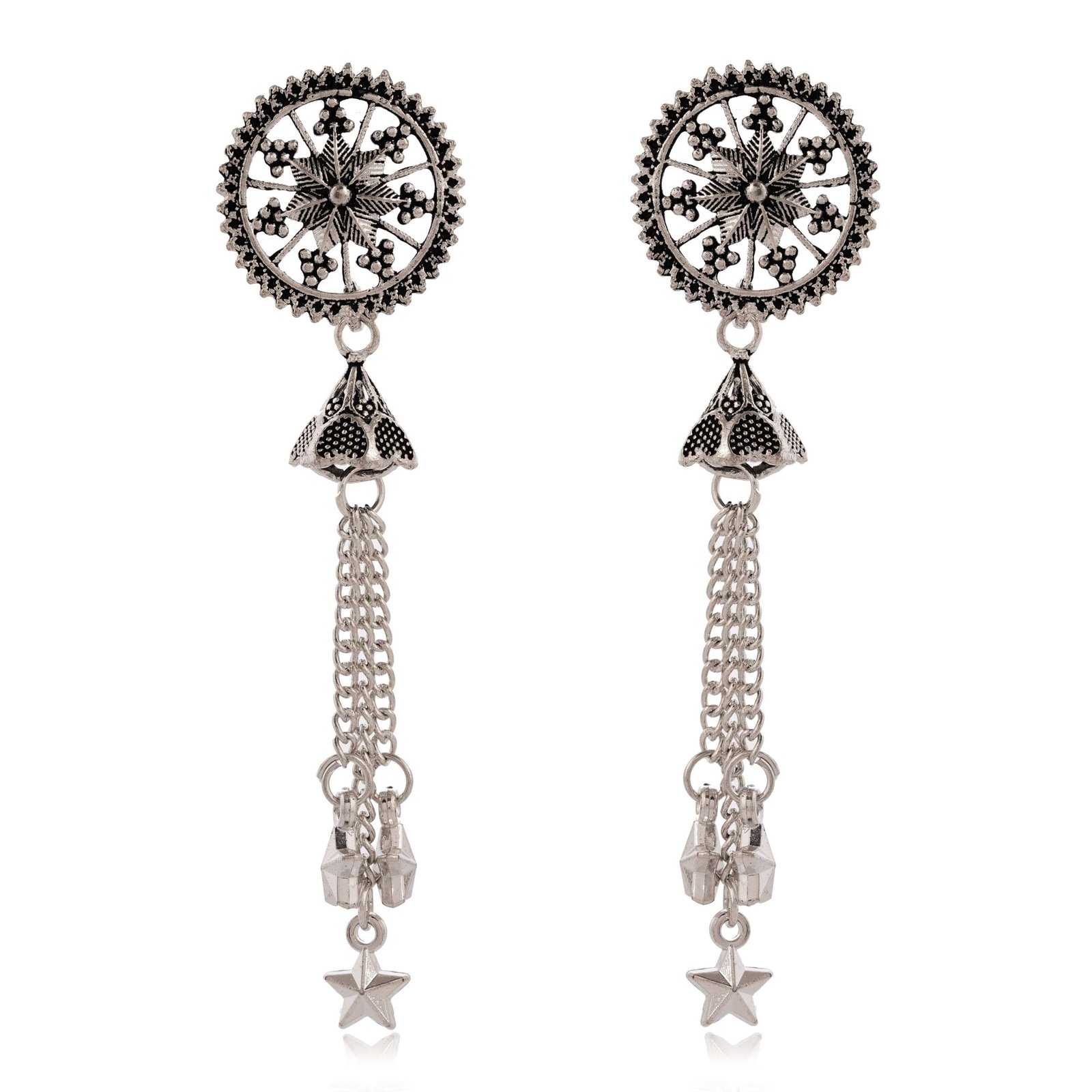 Women Traditional Silver AZ838-OXidised Jhumka Set | German Silver Chand Baliyan & Jhumkas Earrings for Women | Birthday & Anniversary Gift -AZ838-OX-ER49