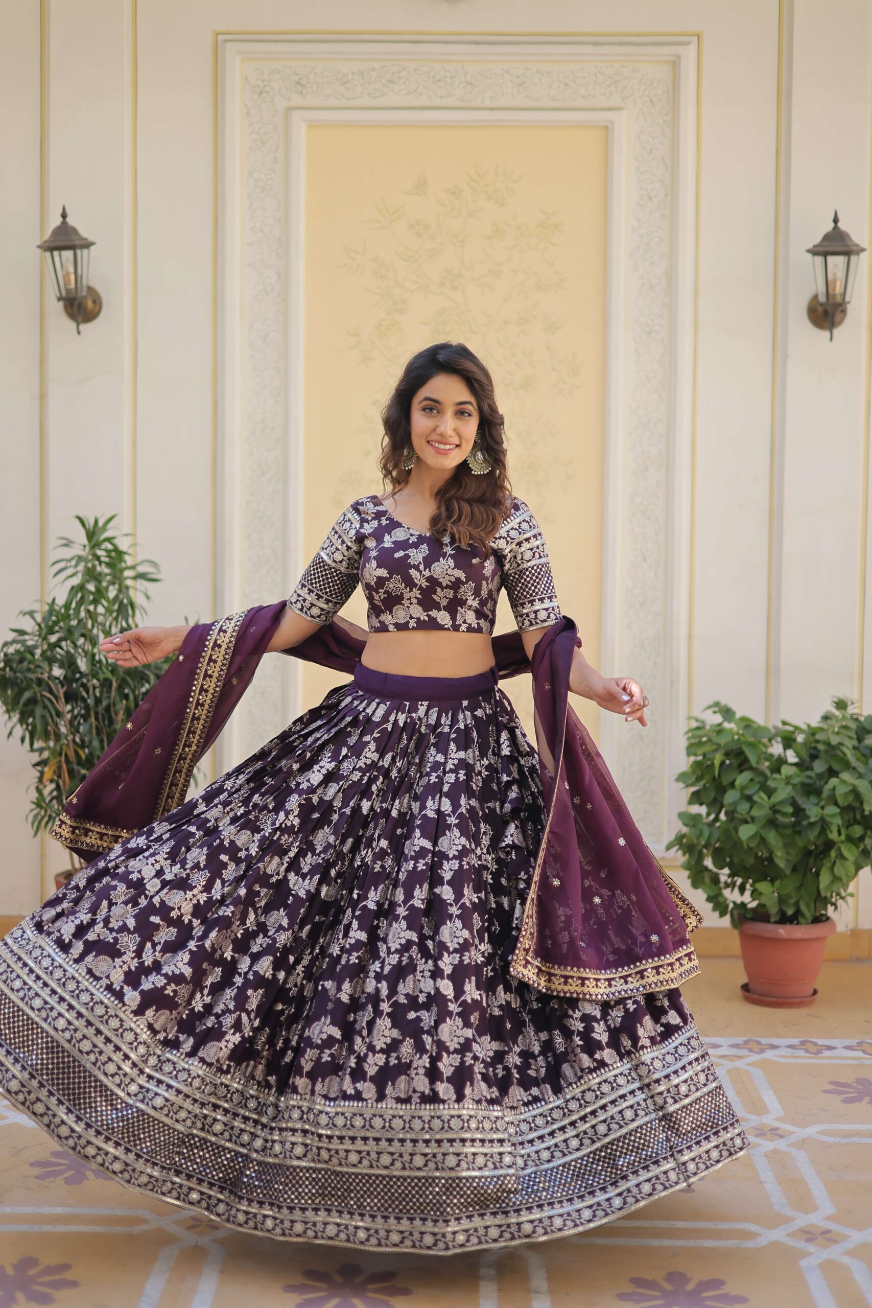 Designer Pure Viscose Jacquard Embroidered Lehenga Choli with Dupatta ?