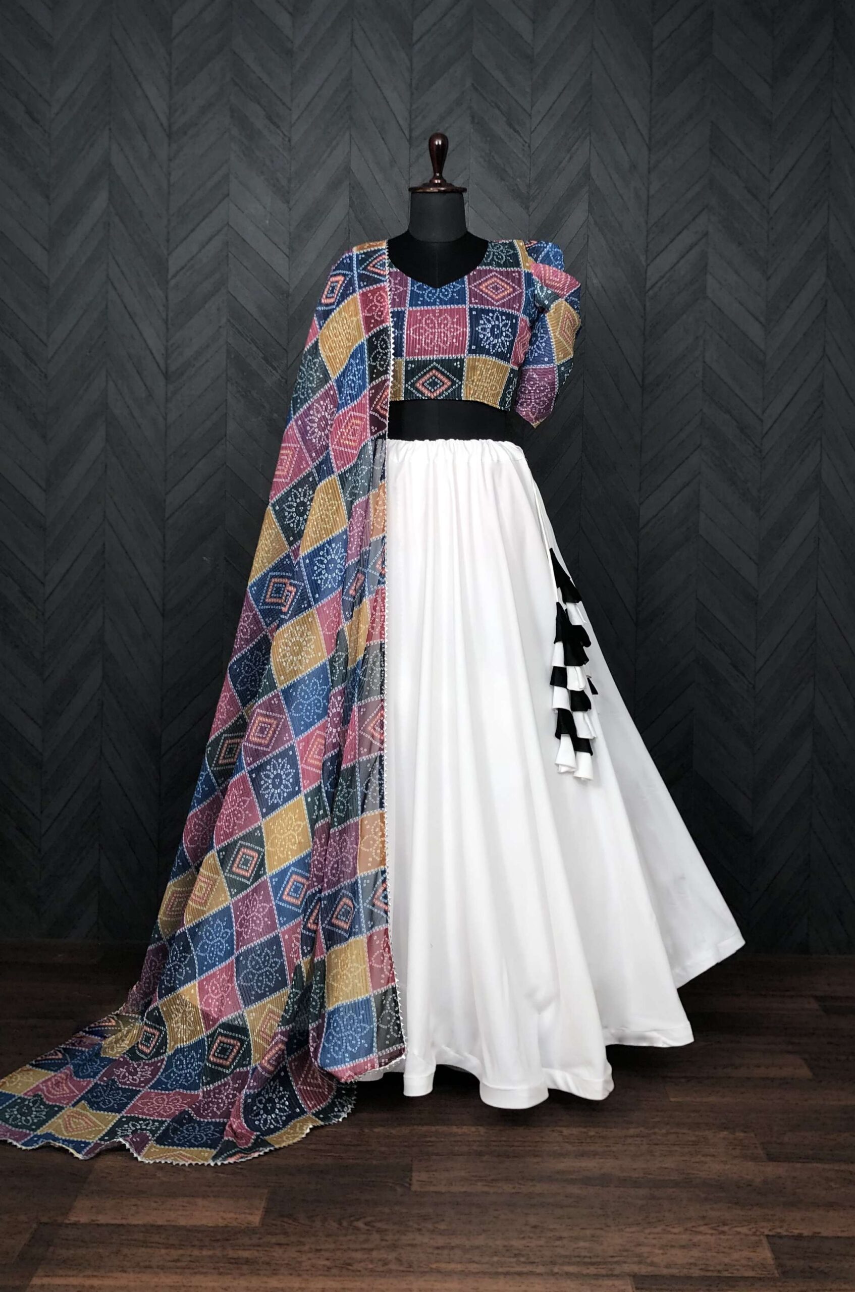 Premium Designer Embroidered Frolic Cotton Lehenga Choli with Viscose Crochet Dupatta - Image 5