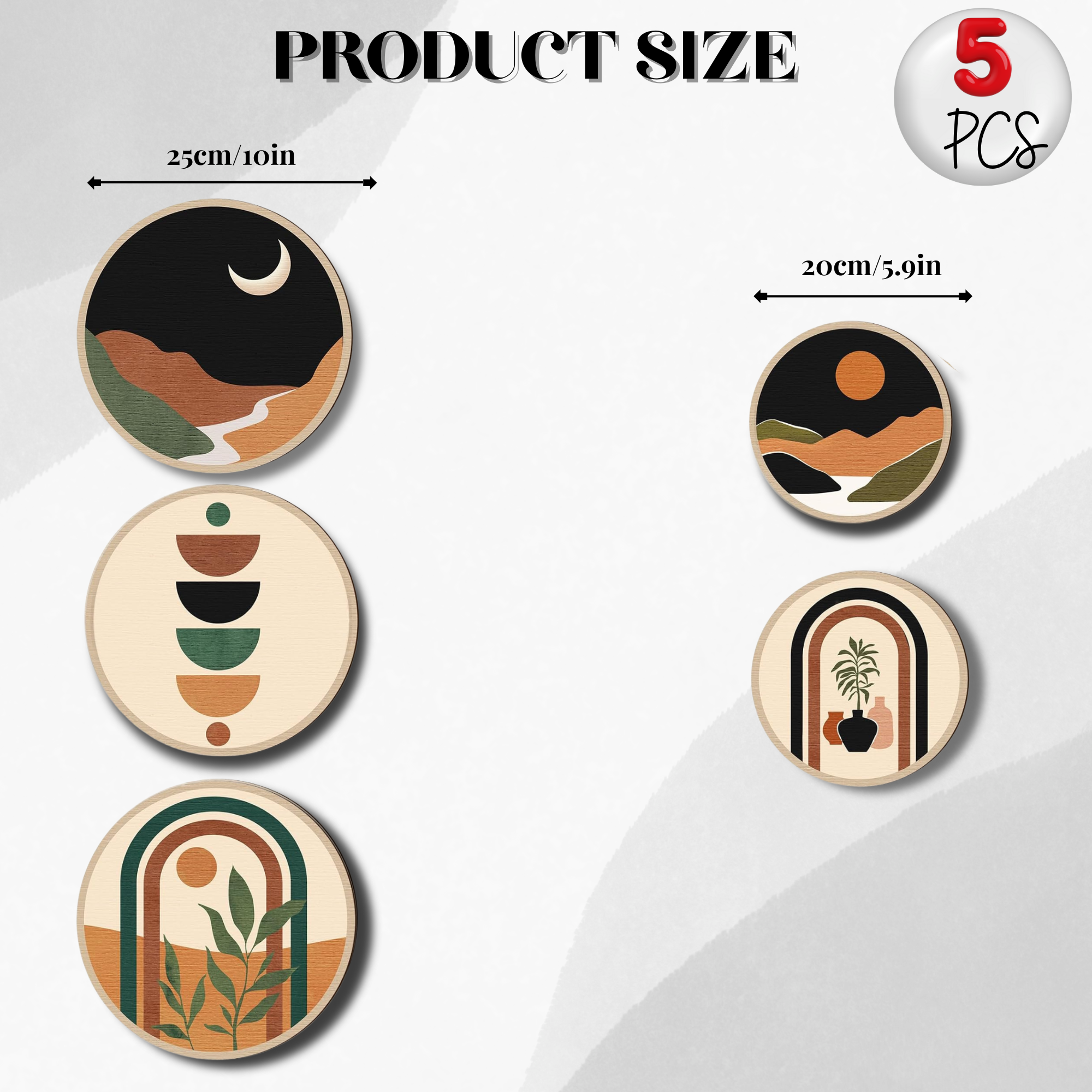 5 PCS Circle Wall Painting - Image 3