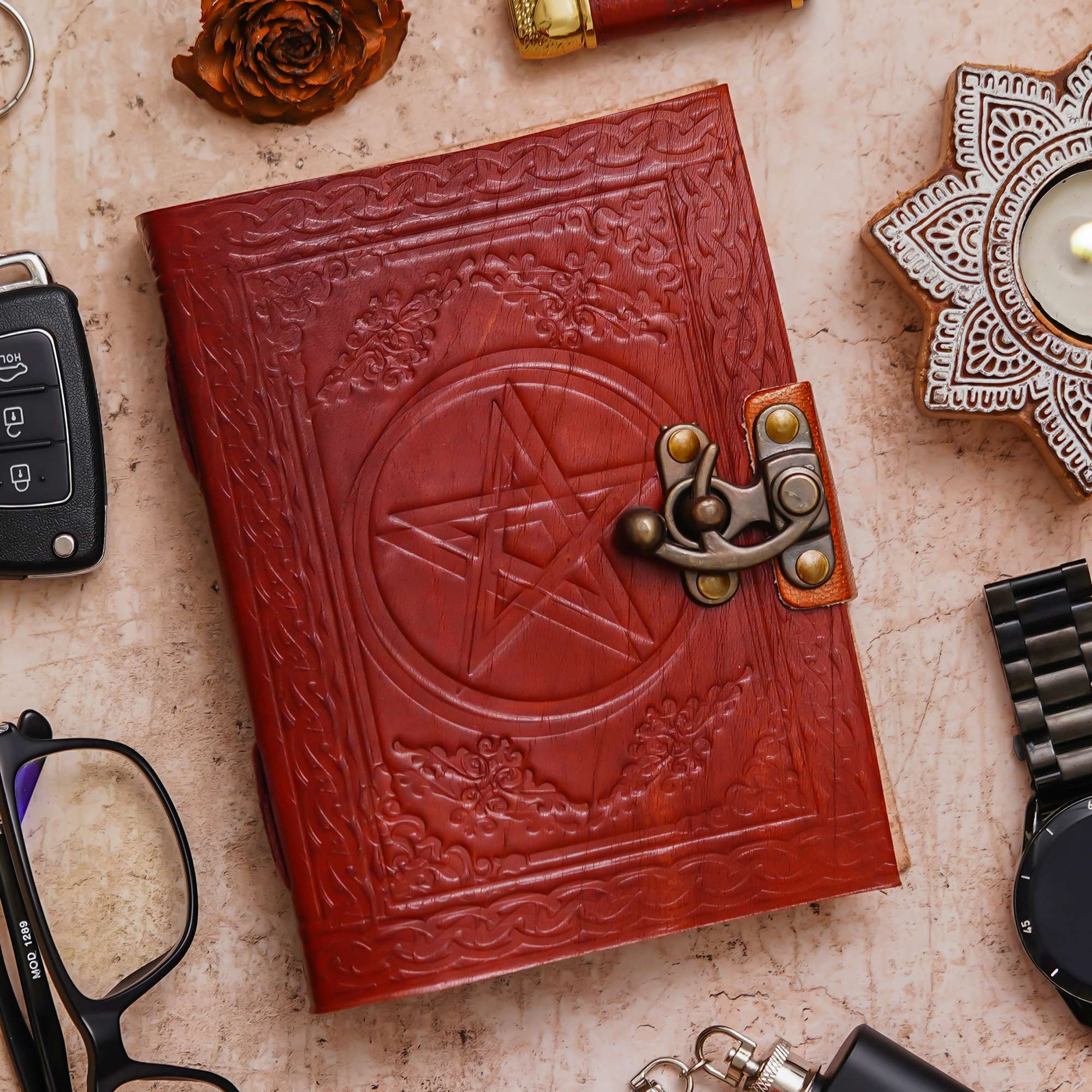 Vintage Handmade Genuine Leather Diary Journal | Premium Antique String Closure | 200 Handmade Unruled Pages DIARY-40