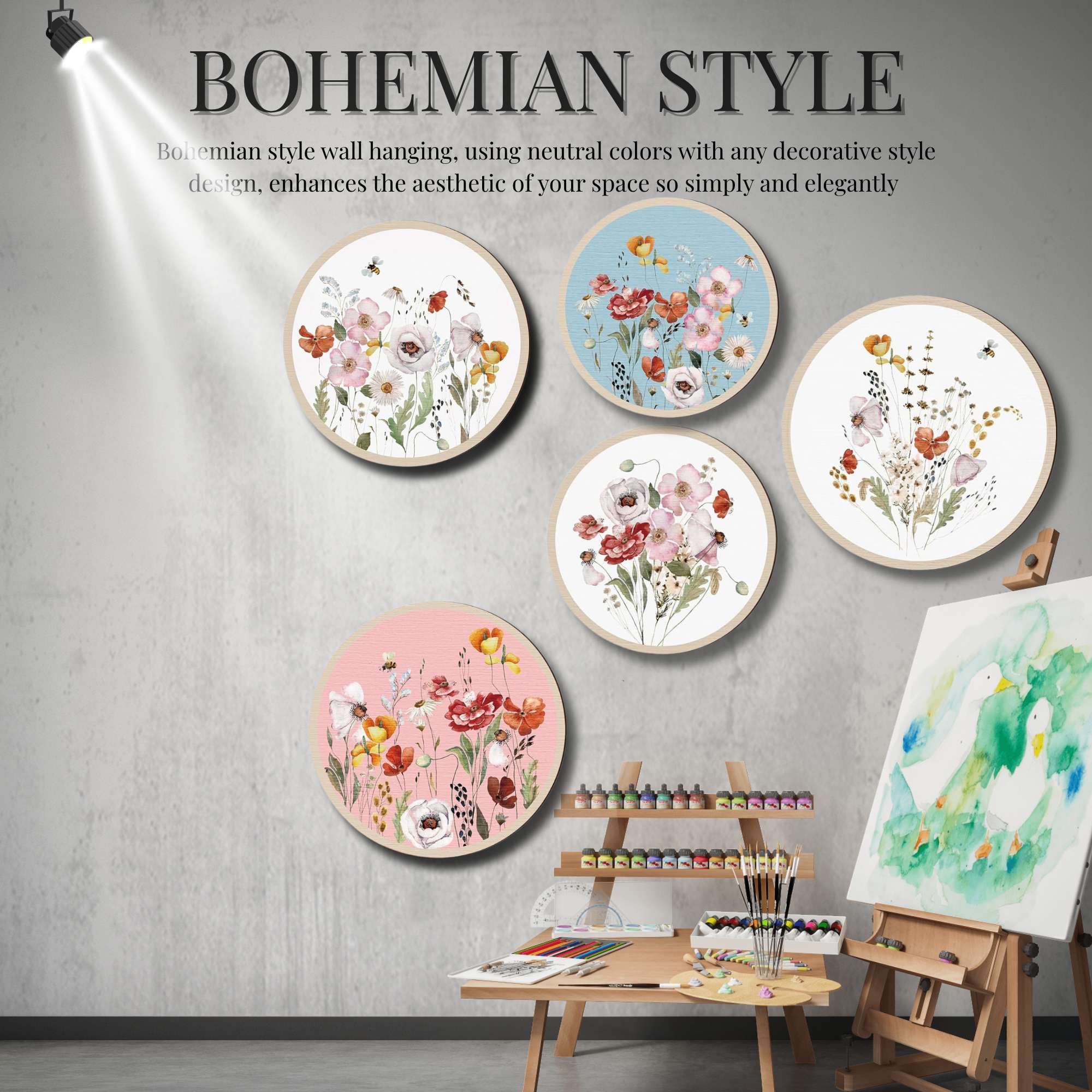 5 PCS Circle Wall Painting - Image 2