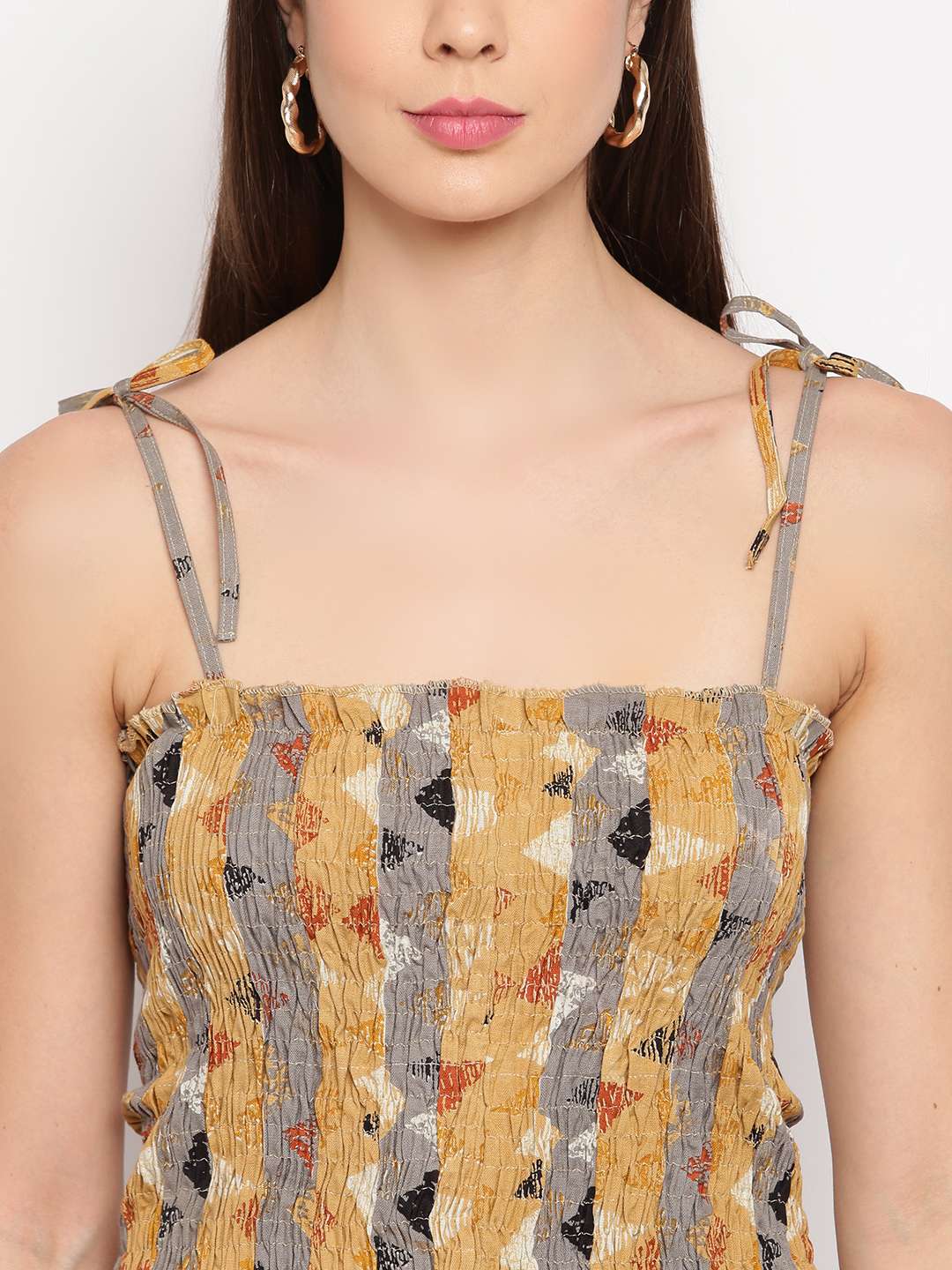 Women's Rayon Printed Casual Summer Style Tie Shoulder Straps Free Size Tank Top ( Multi21) - Image 3