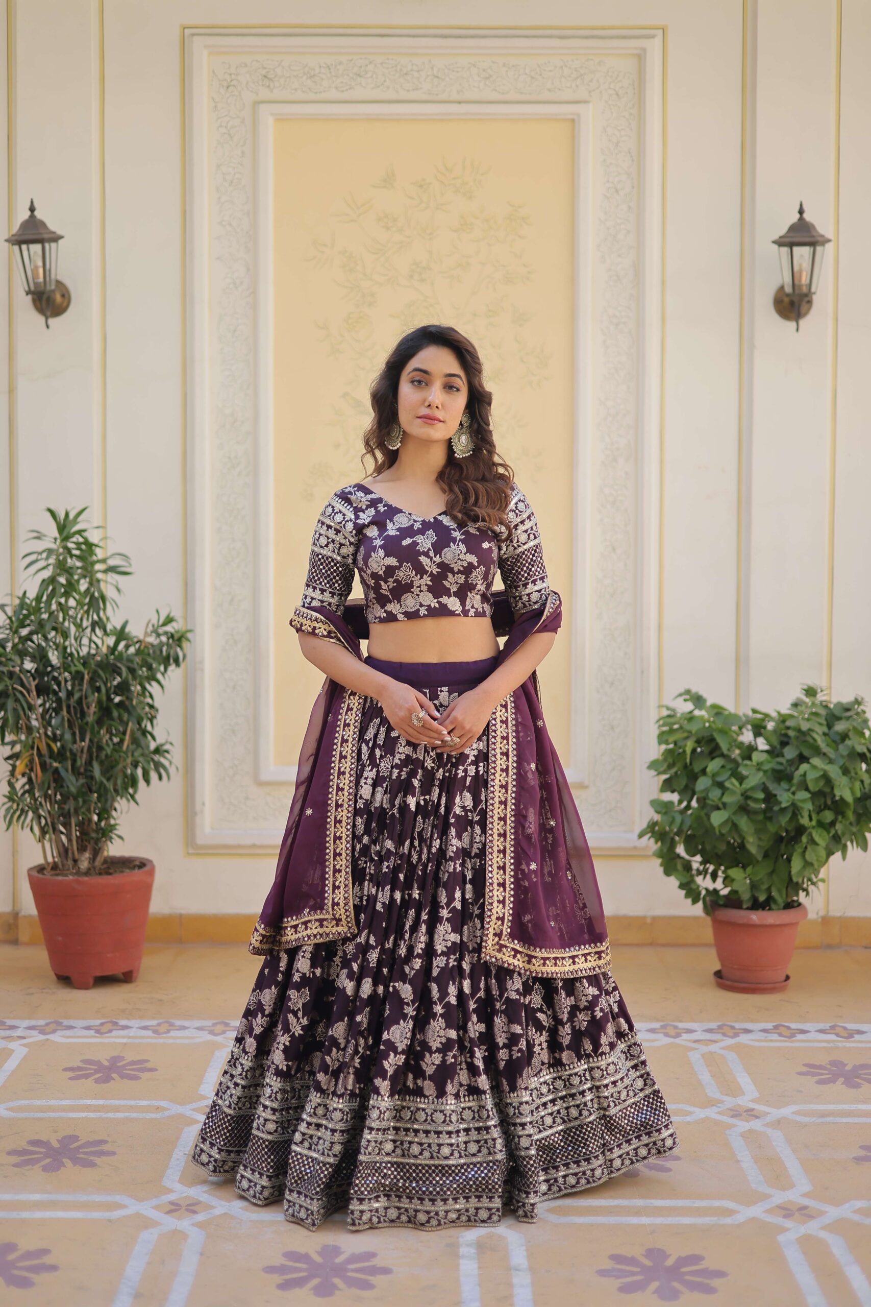 Designer Pure Viscose Jacquard Embroidered Lehenga Choli with Dupatta ? - Image 2