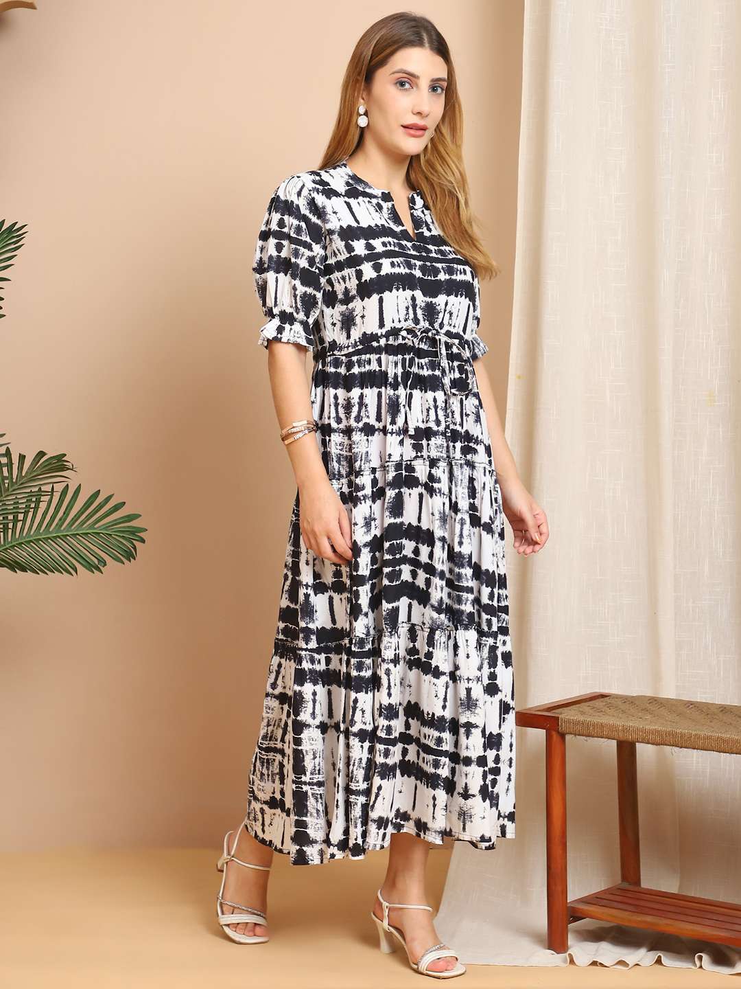 Women's Cotton Printed Fit & Flare Anarkali Gown Midi Dress - Image 3
