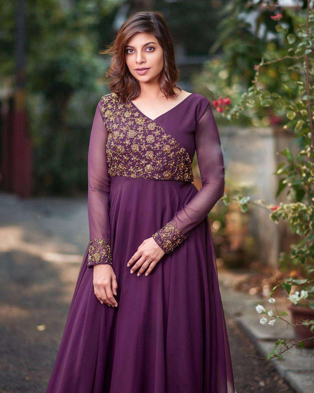 Purple Elegant Faux Blooming Designer Gown with Rich Embroidery ? Premium Ready-to-Wear Dress - Image 3