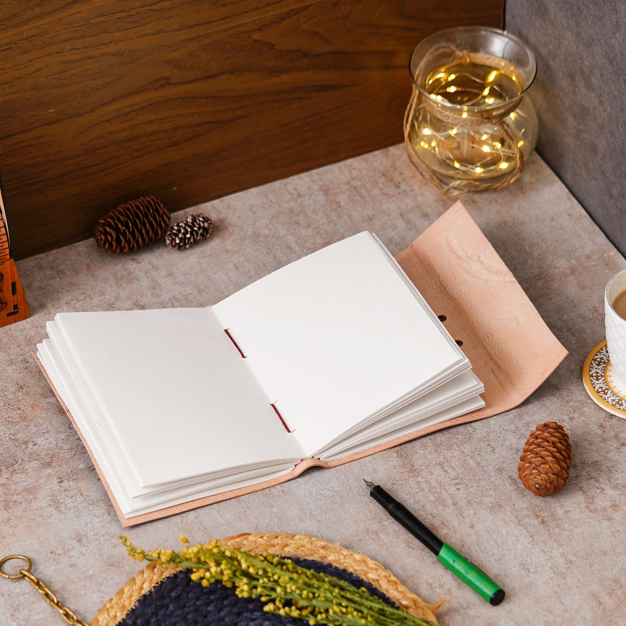 Vintage Handmade Genuine Leather Diary Journal | Premium Antique String Closure | 200 Handmade Unruled Pages DIARY-28 - Image 5