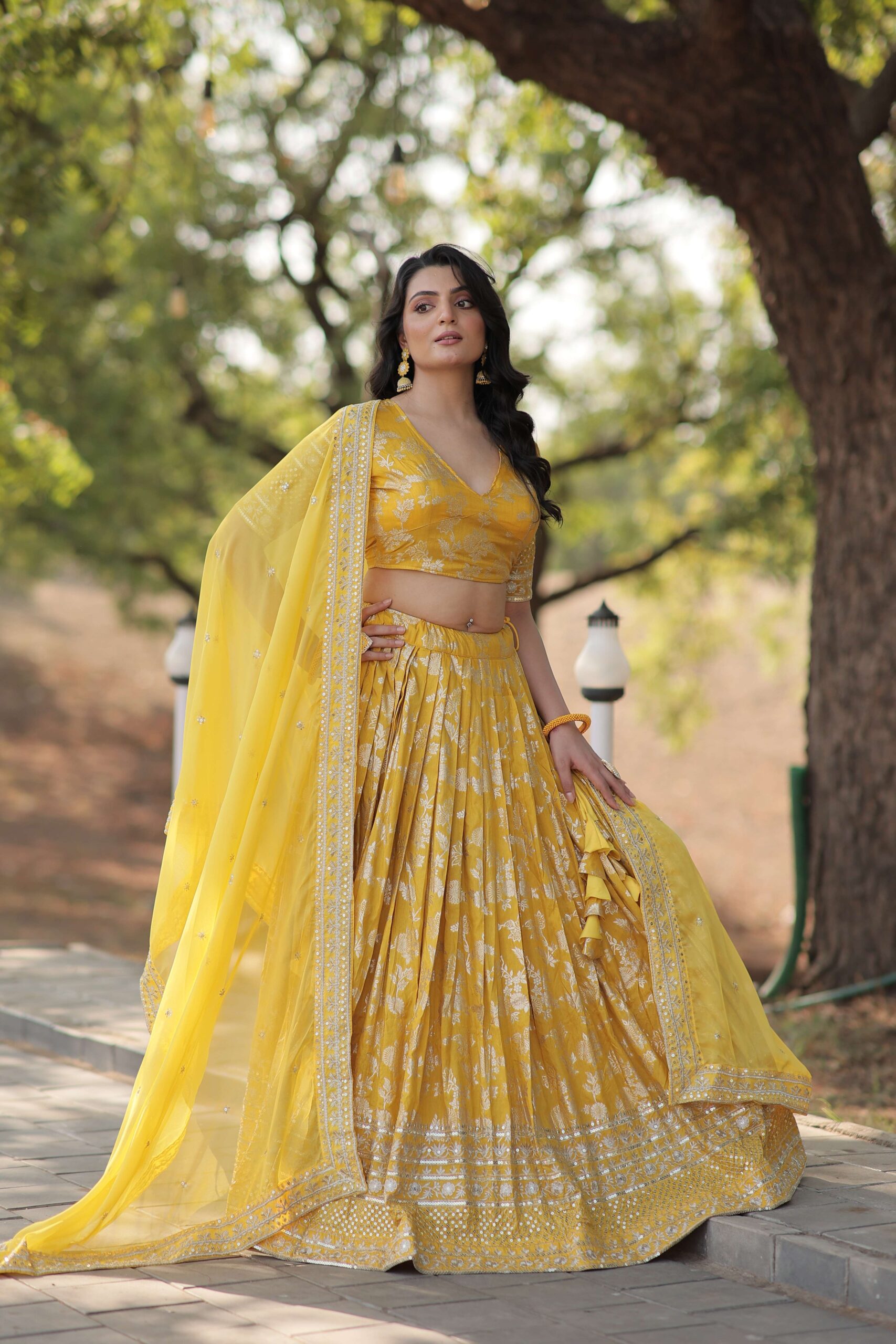 Designer Pure Viscose Jacquard Embroidered Lehenga Choli with Dupatta ? - Image 5