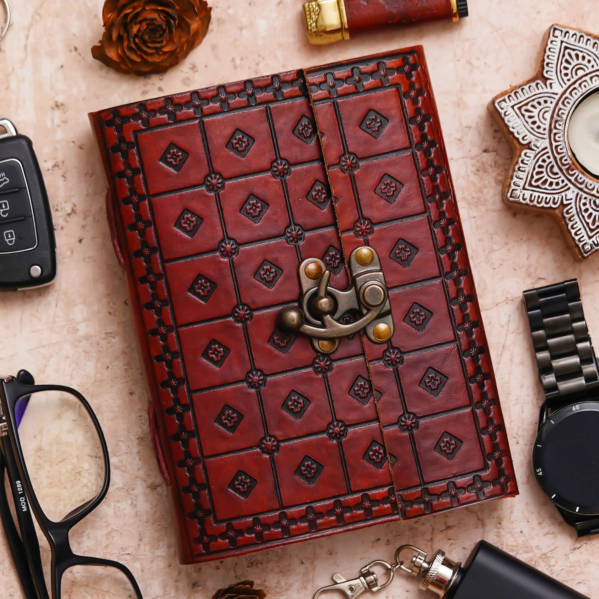Vintage Handmade Genuine Leather Diary Journal | Premium Antique String Closure | 200 Handmade Unruled Pages DIARY-26