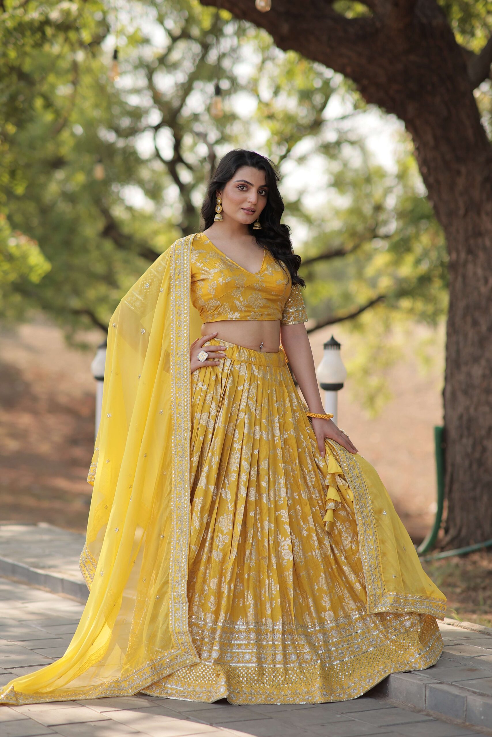 Designer Pure Viscose Jacquard Embroidered Lehenga Choli with Dupatta ? - Image 6