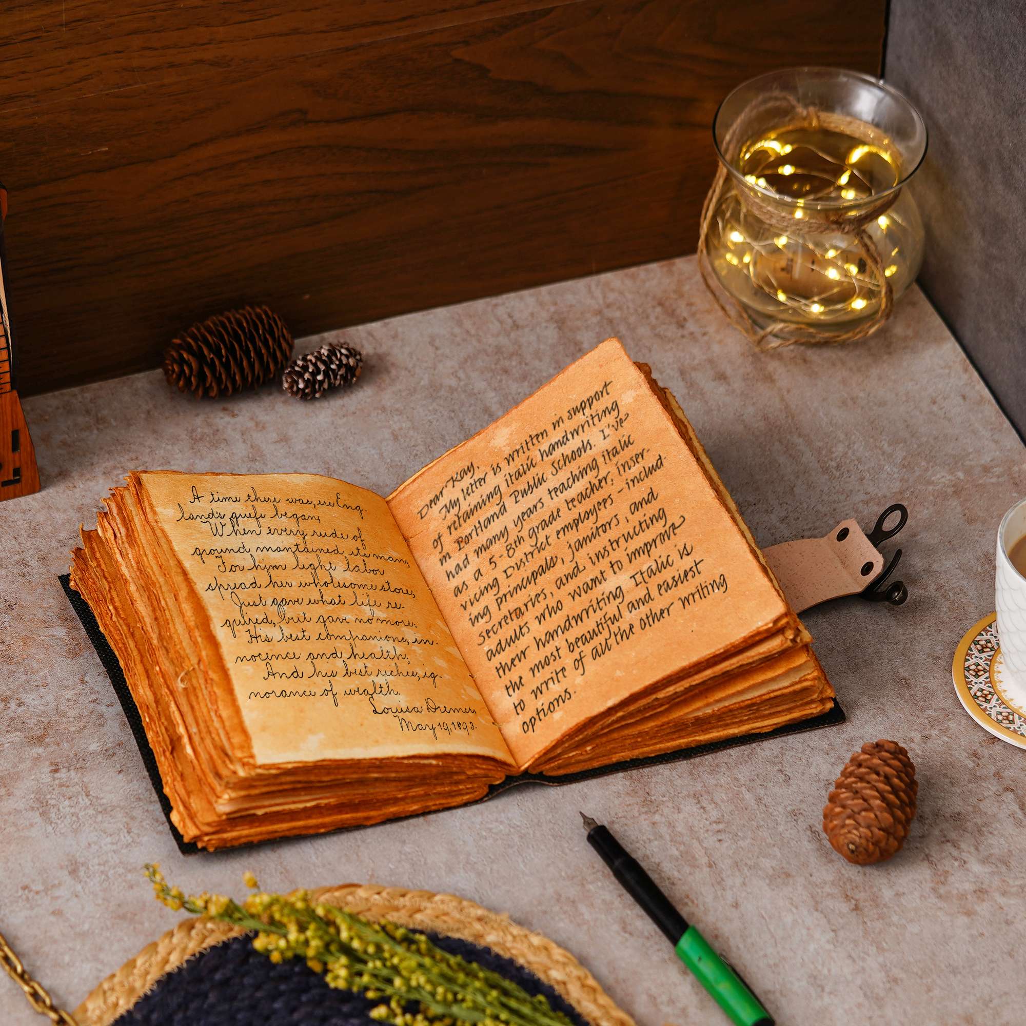 Vintage Handmade Genuine Leather Diary Journal | Premium Antique String Closure | 200 Handmade Unruled Pages DIARY-13 - Image 4