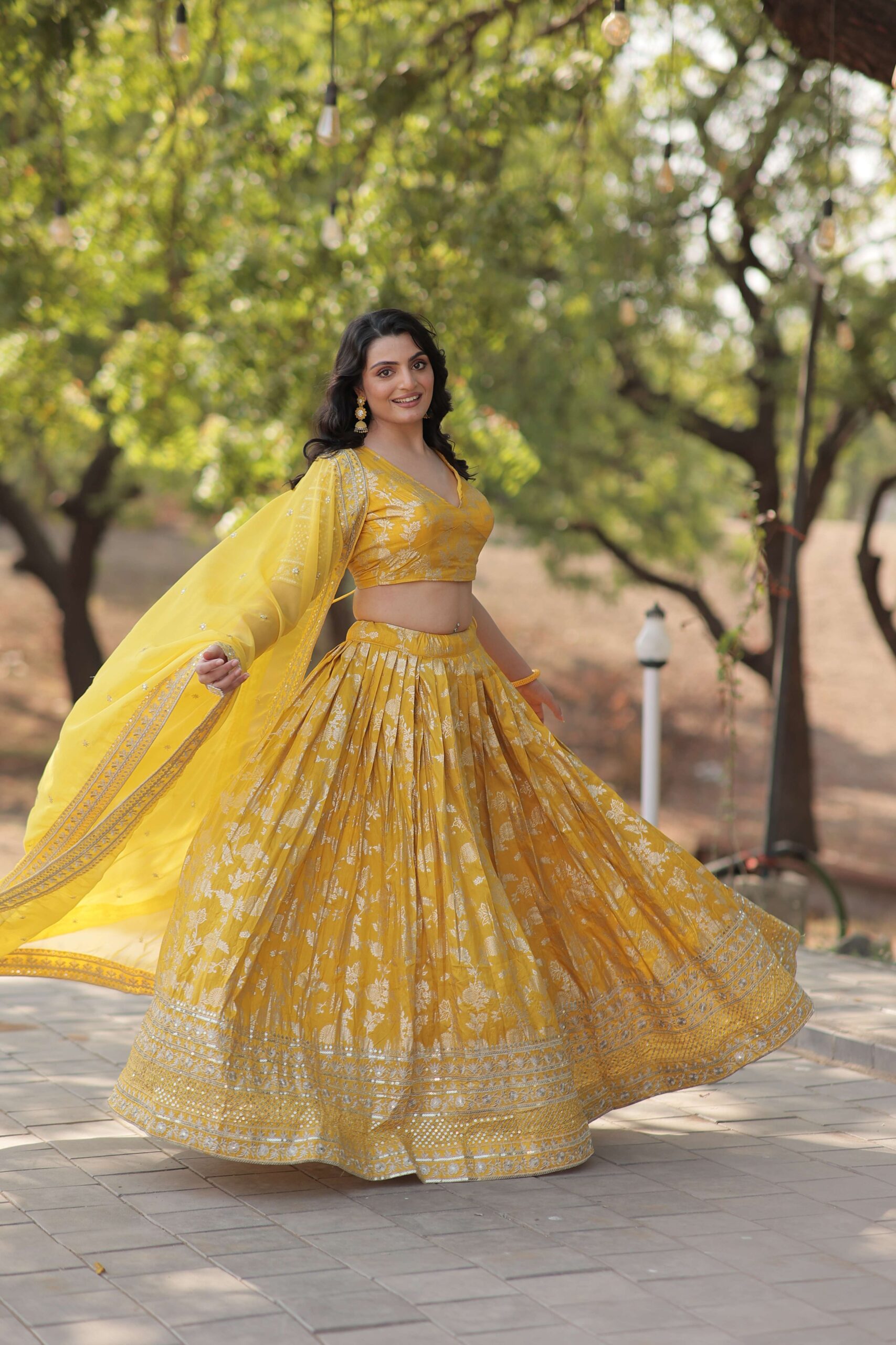 Designer Pure Viscose Jacquard Embroidered Lehenga Choli with Dupatta ? - Image 7