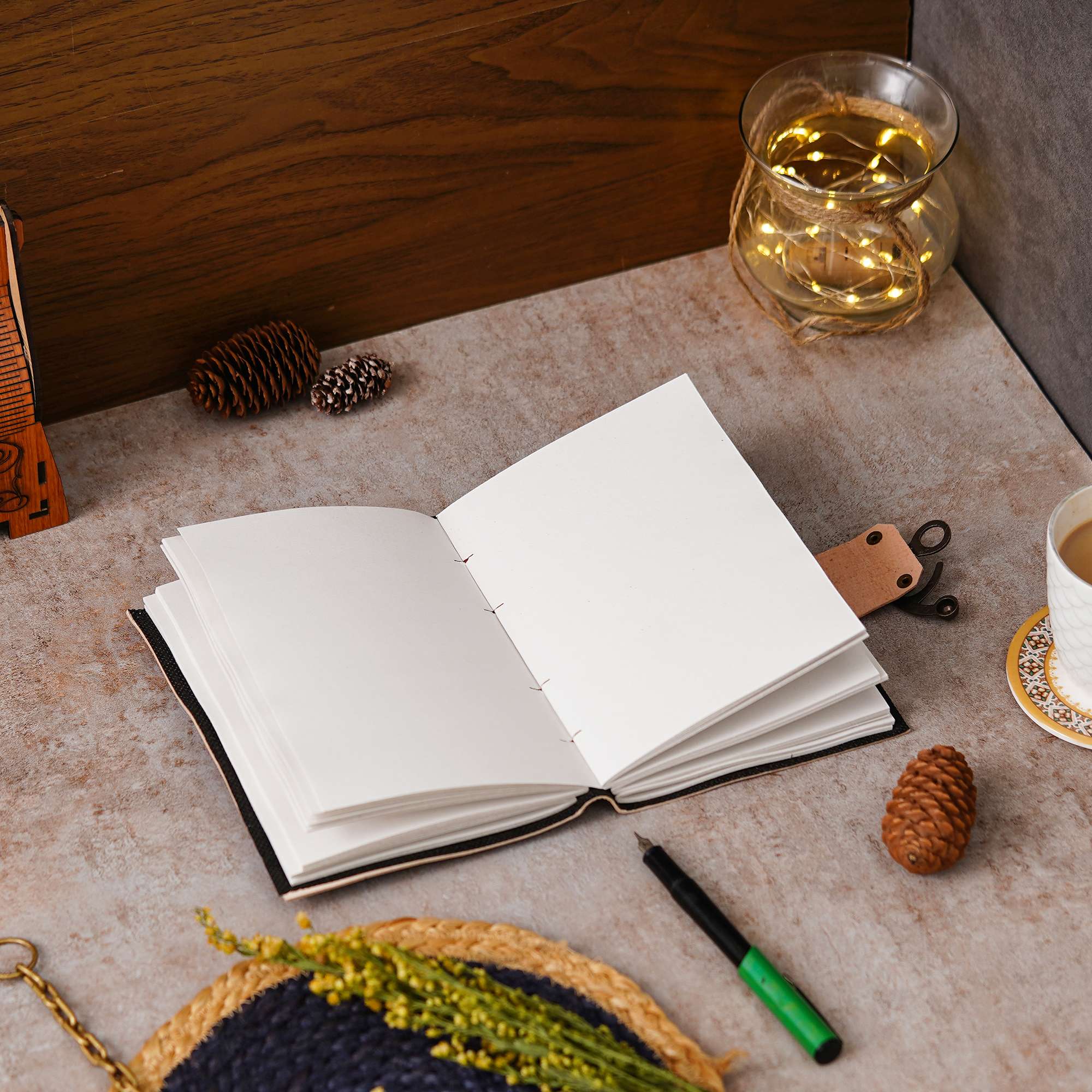 Vintage Handmade Genuine Leather Diary Journal | Premium Antique String Closure | 200 Handmade Unruled Pages DIARY-35 - Image 4