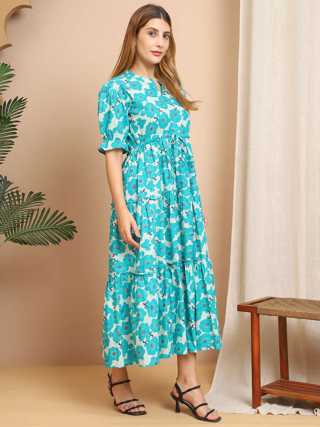 Women's Cotton Printed Fit & Flare Anarkali Gown Midi Dress - Image 4