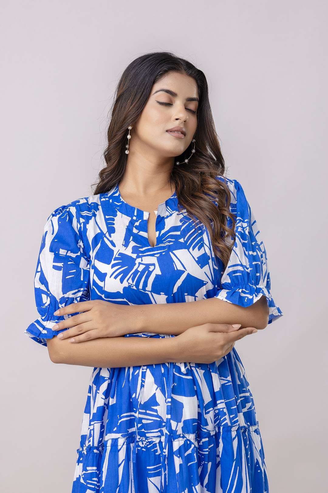Women's Cotton Printed Fit & Flare Anarkali Gown Midi Dress - Image 6