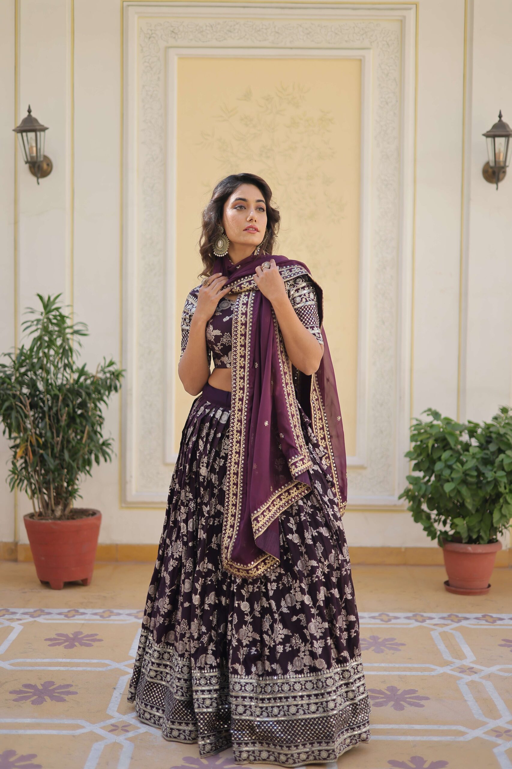 Designer Pure Viscose Jacquard Embroidered Lehenga Choli with Dupatta ? - Image 3