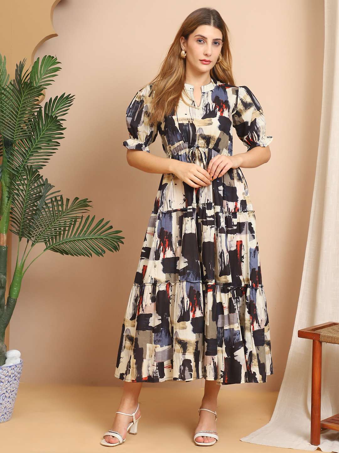 Women's Cotton Printed Fit & Flare Anarkali Gown Midi Dress - Image 7