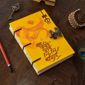 Handmade Printed Cardboard Journal Diary with Buckle Lock Unruled 200 Pages Notepad Personal Diaries for Men and Women -13