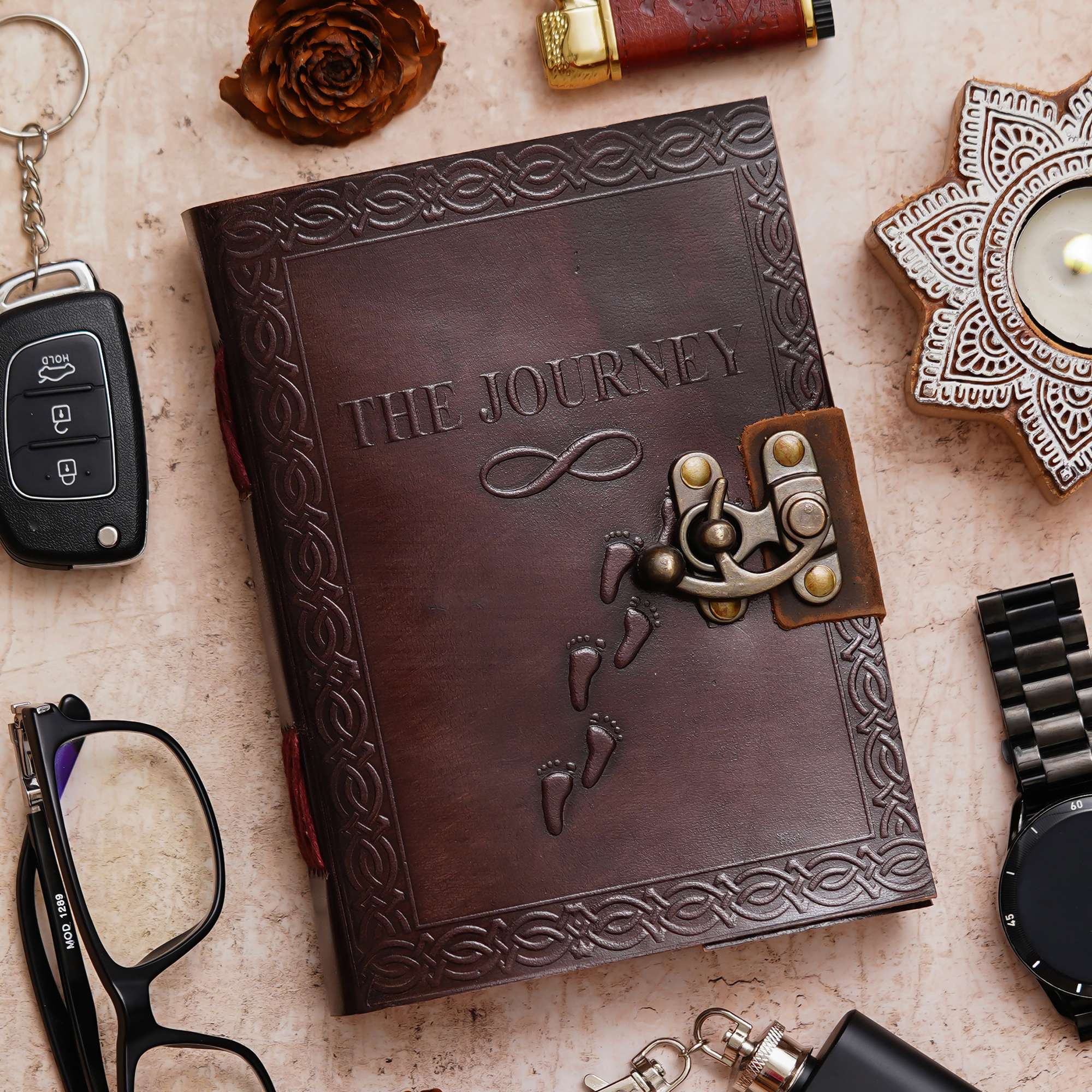 Vintage Handmade Genuine Leather Diary Journal | Premium Antique String Closure | 200 Handmade Unruled Pages DIARY-28