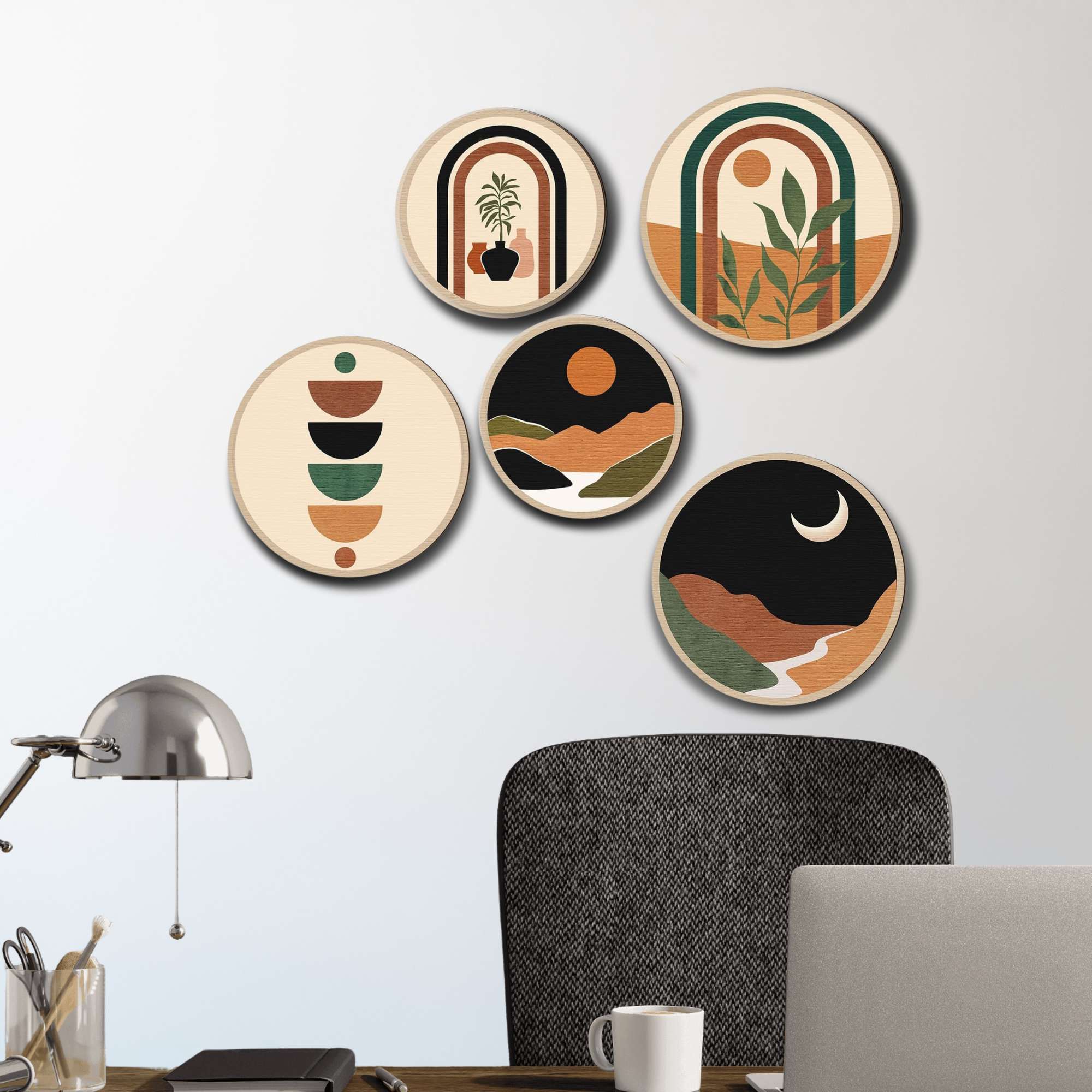 5 PCS Circle Wall Painting - Image 2