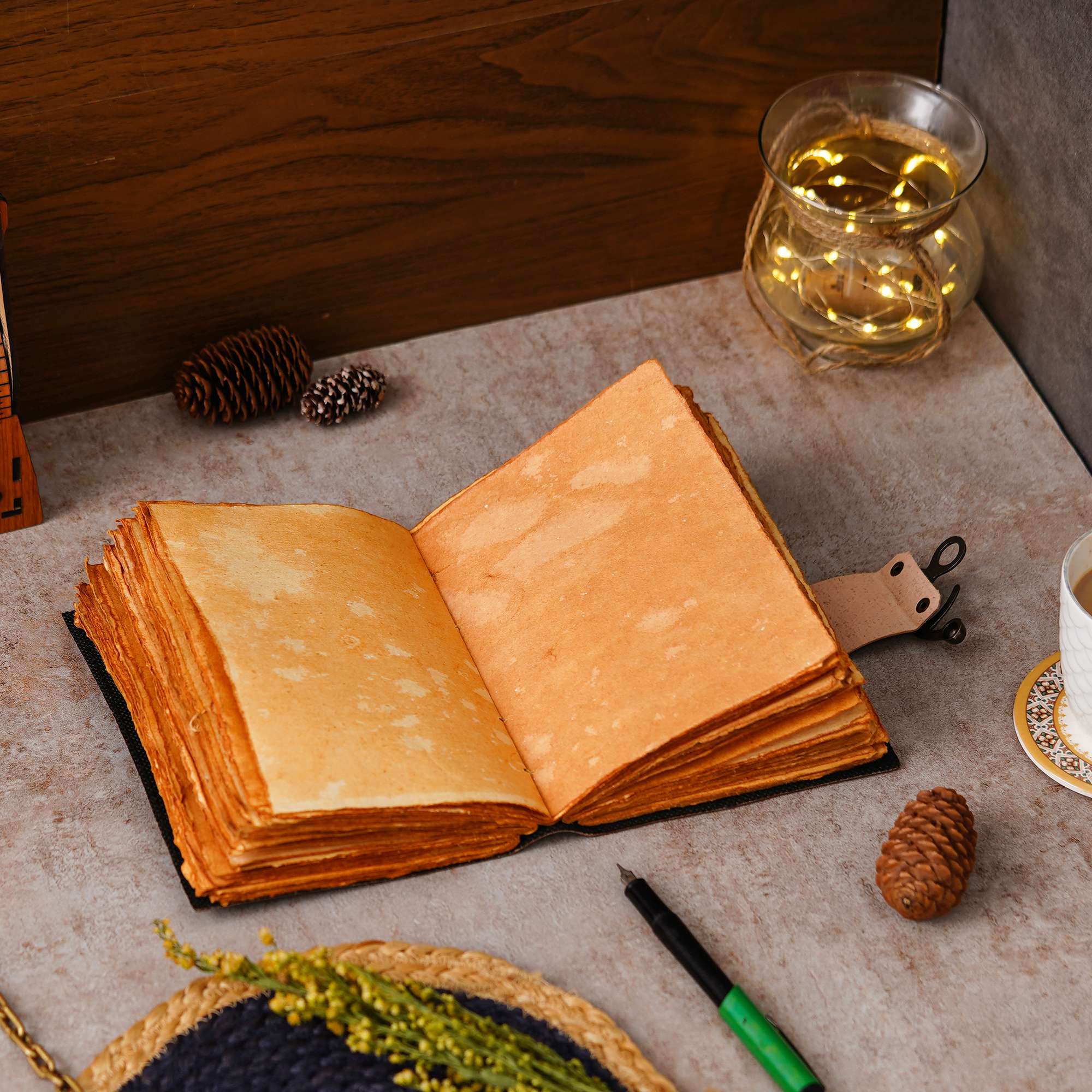 Vintage Handmade Genuine Leather Diary Journal | Premium Antique String Closure | 200 Handmade Unruled Pages DIARY-13 - Image 2