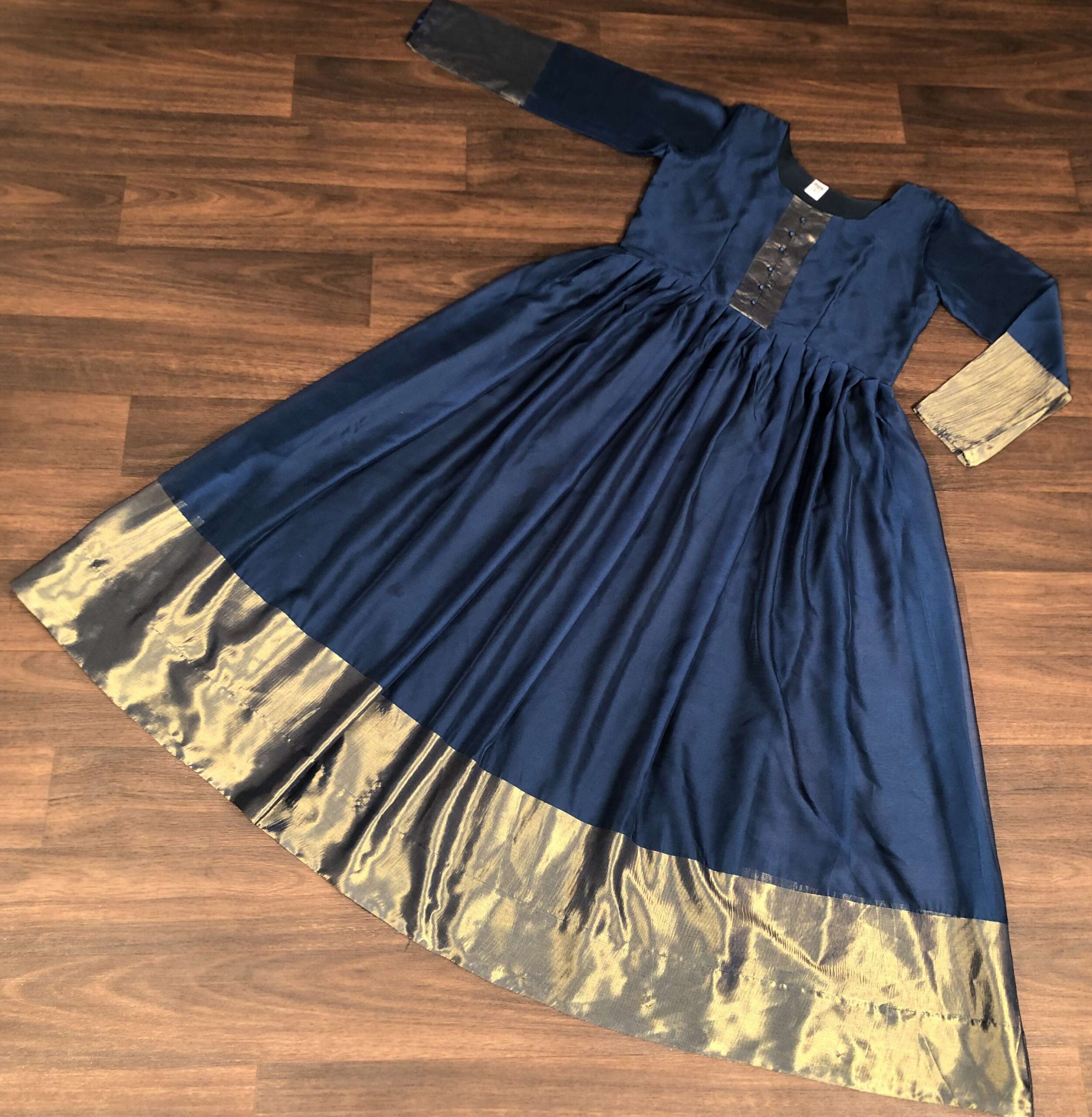 Rama Elegant Chiffon Designer Gown with Golden Zari Patta ? Premium Ready-to-Wear Dress - Image 6